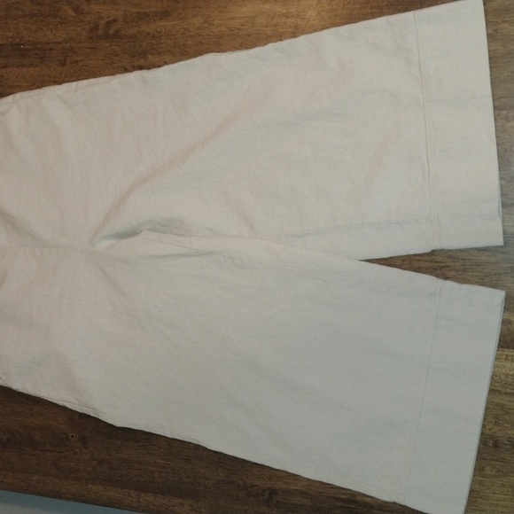 Joie Cream Wide Leg Cropped Pull On Elastic Waist Linen Blend Pants Lagenlook L - Picture 3 of 7